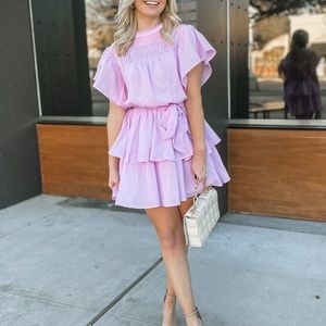 Lilac Tiered Ruffle Mini Dress - Women